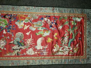 ANTIQUE 19TH CENTURY CHINESE SILK TAPESTRY EMBROIDERY ORIENTAL TABLE RUNNER 5ft 5