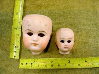 2 X Excavated Vintage Swivel Bisque Doll Head Age 1910 Germany Art 13091