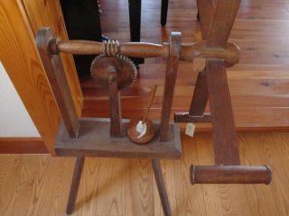 Clock Yarn Winder Spinning Weasel Reel 1800s Dual Square Nails Hardwood Click