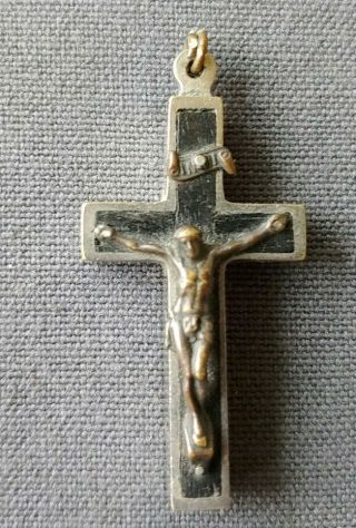 Antique Crucifix Hinged Back Opens Relic
