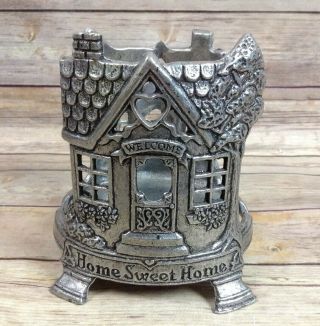Carson Pewter Candle Jar Holder 1996 Home Sweet Home - - Fits Yankee Candles
