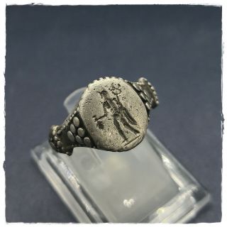 Mercury - Messenger Ancient Military Legionary Silver Roman Ring 9,  17g