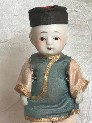 All Antique German Dollhouse All Bisque Asian Doll 3.  5 
