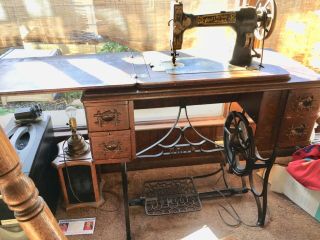 Rare 1920s Antique White Rotary Treadle Sewing Machine,  4 - Drawer,