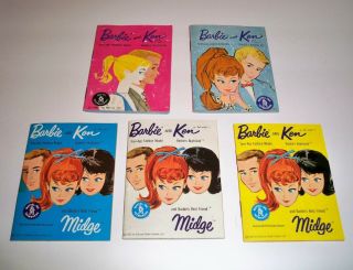 Vintage Barbie Fashion Booklets - 1961 - 1962 Barbie,  Ken And Midge 5 Books
