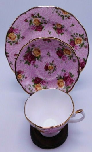 Royal Albert Old Country Rose Dusky Pink Lace 2002 Flower Teacup & Saucer TRIO 2