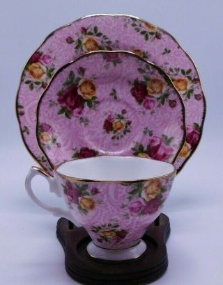 Royal Albert Old Country Rose Dusky Pink Lace 2002 Flower Teacup & Saucer TRIO 3