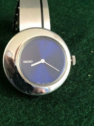 Vint 1960s Seiko 11 - 1020 Ladies Watch W Offset Blue Dial And Modernist Bracelet