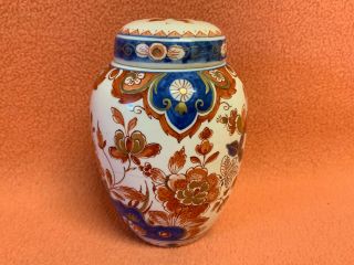Antique Delft Joost Thooft Labouchere Urn Lidded Hand Painted Porcelain Vase