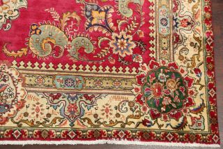 Breathtaking Vintage Geometric Ruby Oriental Area Rug 10x13 Hand - Made Carpet
