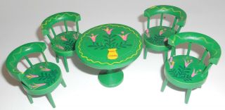 Fomerz Vintage Dollhouse Furniture Table 4 Chairs Miniature Wood Painted Japan