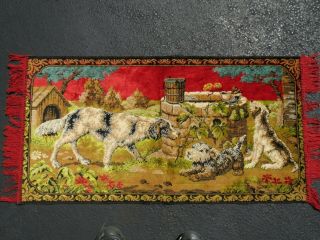 Vintage Playful Dogs Wall Tapestry - 41 X 21 Inches