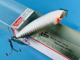 Heddon Wounded Spook XRW White Shore Vintage Fishing Lure W/ Box 2