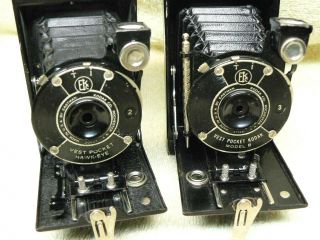 Two (2) Antique Kodak Vest Pocket Film Camera.  Hawk - Eye & Autographic W/ Stylus