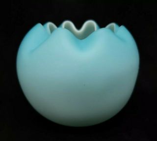 Antique Victorian Mt Washington Robins Egg Blue Cased Satin Glass Rose Bowl