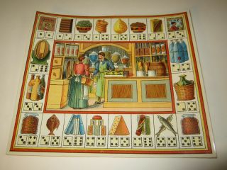 Old C.  1890 Antique - French Game Print - Grocery Store - Game Of Trades