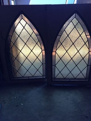 Sg 928 Two Available Price Separate Antique Gothic Stained - Glass Panels