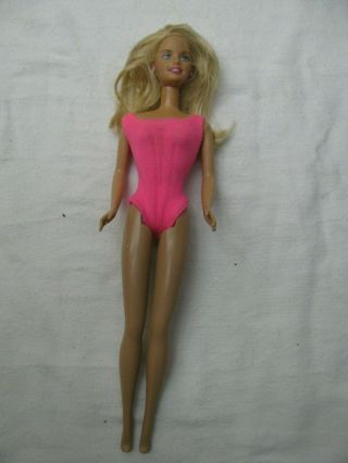 Vintage 1966 Mattel Long Blonde Hair Barbie With Pink Swim Suit