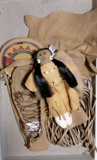 Rare American Girl Kaya Vintage Baby Doll Plush Indian & Papoose Deer Skin 2006