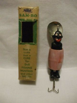 Vintage Black Sam - Bo Not A Lure Just A Cure Novelty Fishing Lure W Box Rare Htf