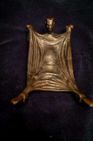 Antique bronze devil ashtray or calling card tray or coin dish catchall 5