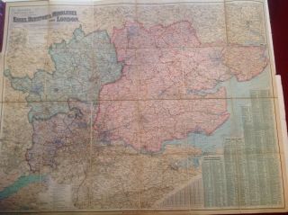 Old Large Bacons Survey Map Essex Hereford Middlesex London Linen