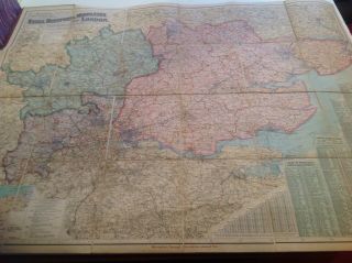 OLD LARGE BACONS SURVEY MAP ESSEX HEREFORD MIDDLESEX LONDON LINEN 2