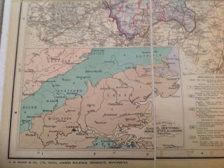 OLD LARGE BACONS SURVEY MAP ESSEX HEREFORD MIDDLESEX LONDON LINEN 3
