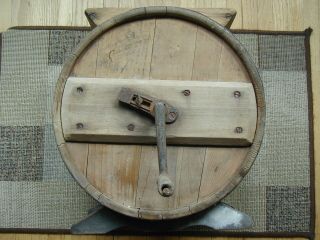 Antique Table Hand Crank Wood Wooden Barrel Butter Churn