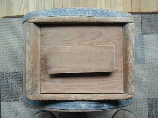 Antique Table Hand Crank Wood Wooden Barrel Butter Churn 7