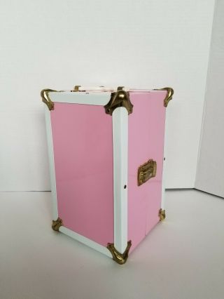 Vintage Pink Metal Doll Trunk Case Wardrobe 10 " Atco