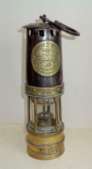 Antique Miners Lamp Ackroyd & Best Type 01b Mining Colliery 11 "