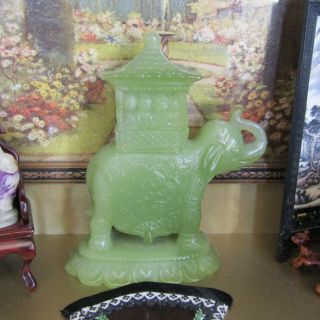 Vtg Faux Green Jade Elephant Figurine Chinese Dollhouse Statue Sculpture Italy
