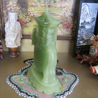 Vtg FAUX GREEN JADE ELEPHANT FIGURINE Chinese Dollhouse Statue Sculpture Italy 7