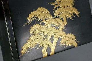 Fine Antique Japanese Kyoto Gold Lacquer Pine Tree Toyo Iizuka Style Black Box 4