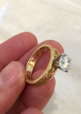 14k Solid Yellow Gold Diamond Engagement Ring Vintage Antique Women’s Wedding 11