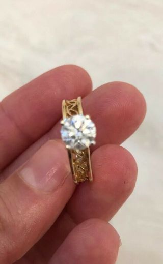 14k Solid Yellow Gold Diamond Engagement Ring Vintage Antique Women’s Wedding 12