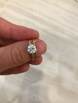 14k Solid Yellow Gold Diamond Engagement Ring Vintage Antique Women’s Wedding