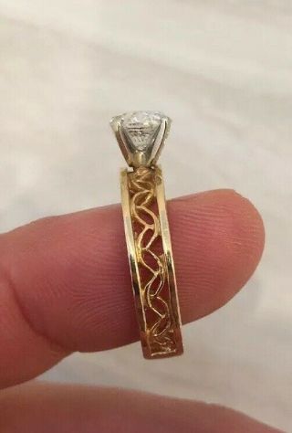 14k Solid Yellow Gold Diamond Engagement Ring Vintage Antique Women’s Wedding 5