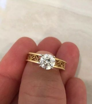 14k Solid Yellow Gold Diamond Engagement Ring Vintage Antique Women’s Wedding 6