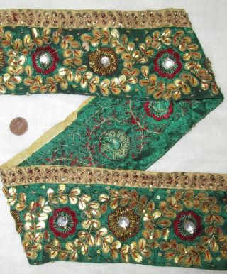 Vintage Antique Border Sari Trim Lace Rare Old 2 Ft Q1724 Zari Sequins Abhpu