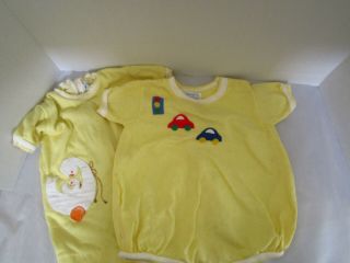 Vintage Saks 5th Ave &marshall Field 2 Yellow Baby One Piece Playsuits Read