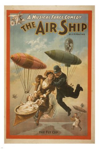 The Air Ship Vintage Theatrical Poster 24x36 Musical Farce Comedy Rare