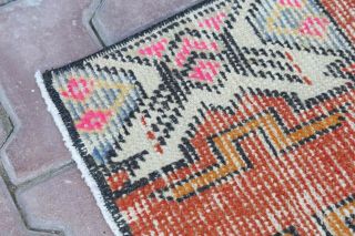 Vintage Bathroom rug,  1.  5x2.  9 ft,  Handmade rug,  Small Area Rug,  Vintage rug 2x3 7