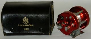 Vintage 1974 Red Abu Garcia Ambassadeur High Speed 5000 Reel With Case - 740202