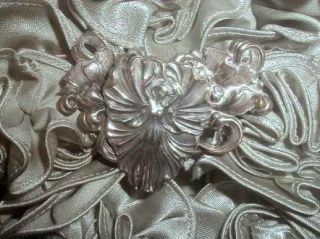 1910 Antique Art Nouveau Fairy Sterling Silver Plated Buckle 2 Pc