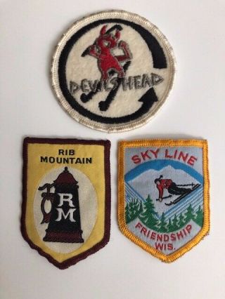 Three Vintage Ski Patches,  Skyline,  Rib Mountain,  And Devils Head Wi