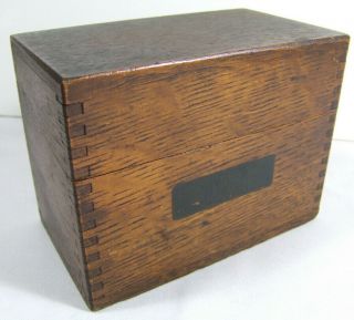 Vintage Forties Index Card File Box Dovetailed Wood 3x5 Detroit 1950s School Vg,