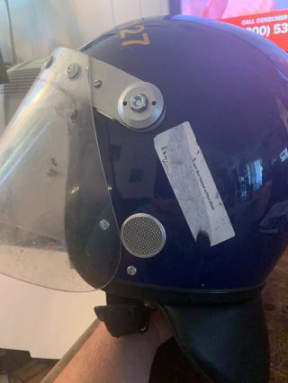 Vintage Rare Police Riot Gear Motorcycle Blue Helmet - Face Shield & Neckbrace 2