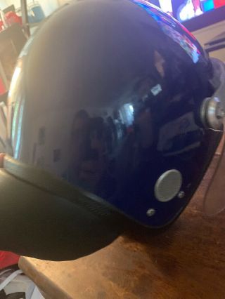 Vintage Rare Police Riot Gear Motorcycle Blue Helmet - Face Shield & Neckbrace 5
